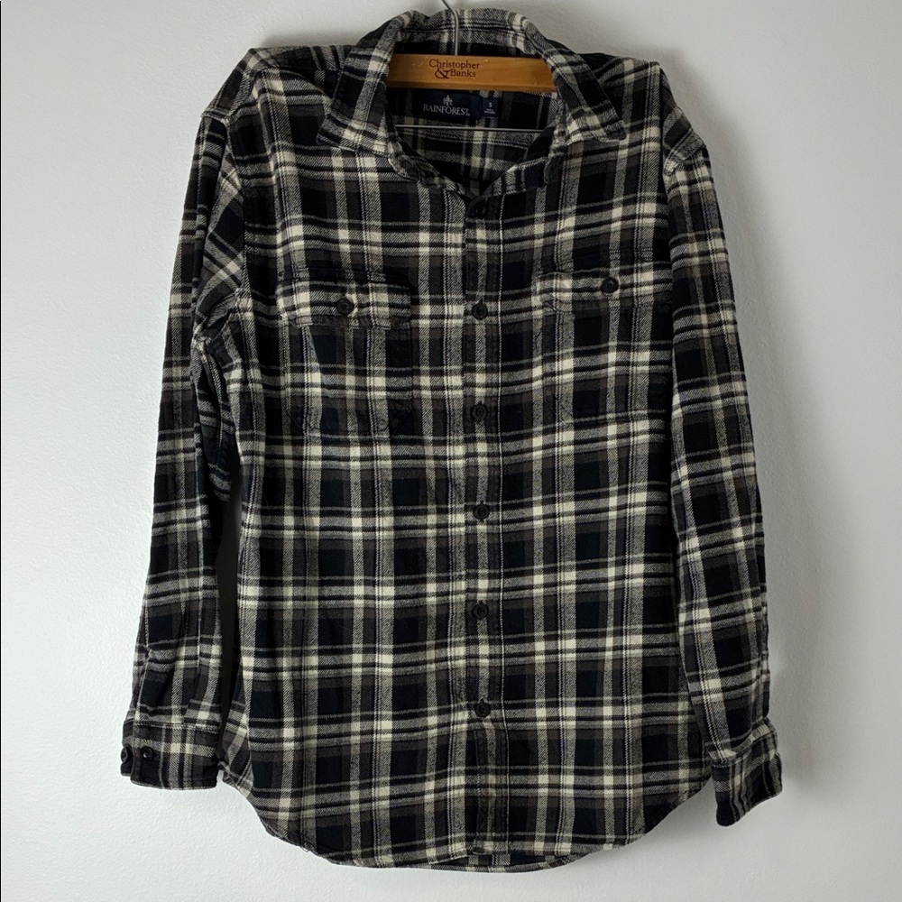 RAINFOREST Plaid Shirt in Black and Cream